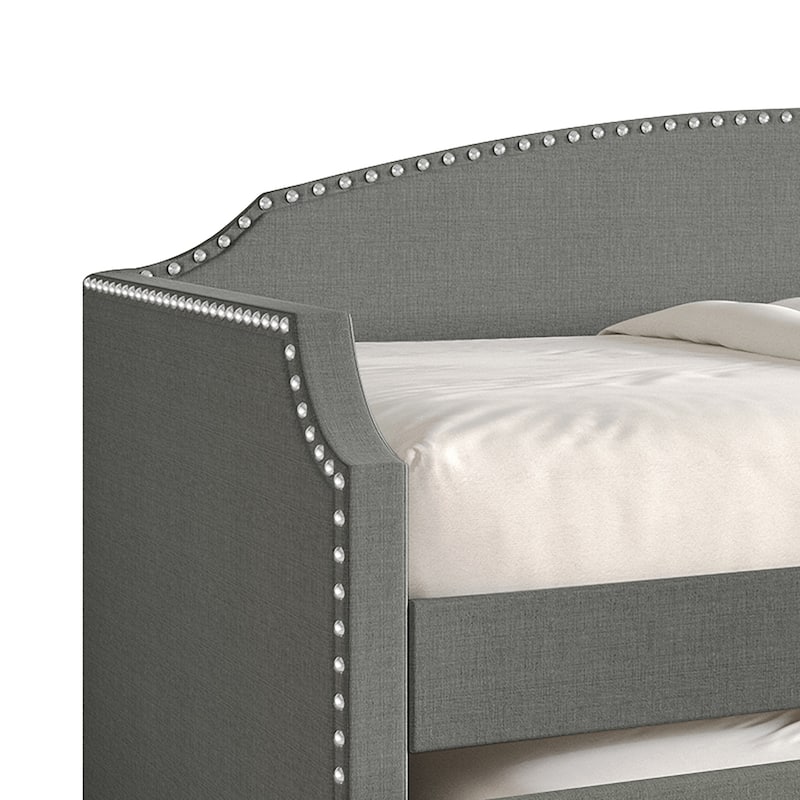 CraftPorch Minimalist Linen Upholstered Twin Daybed with Trundle