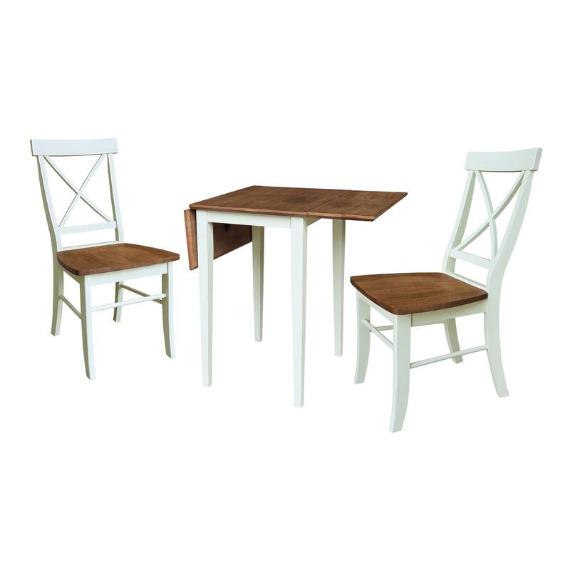 Solid Wood Dual Drop Leaf Table with Two Chairs - 3 Piece Set