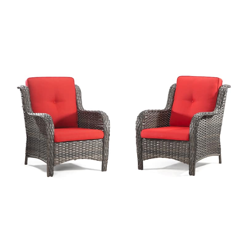 Cozywor 2-Piece Outdoor Patio Ratten Wicker Lounge Chair WIth Cushion
