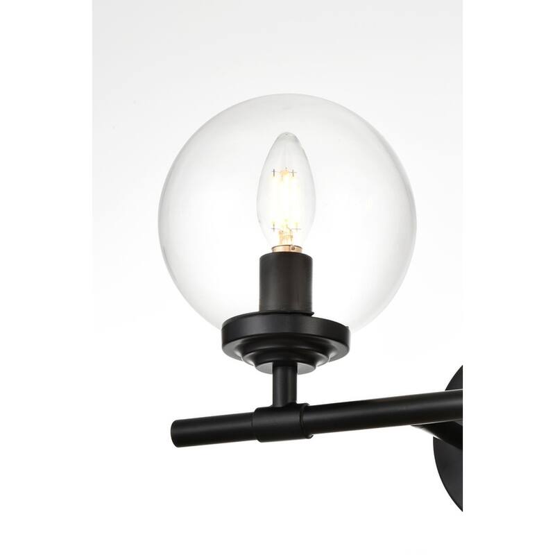 Inzo 1 Light Black and Clear Bath Sconce