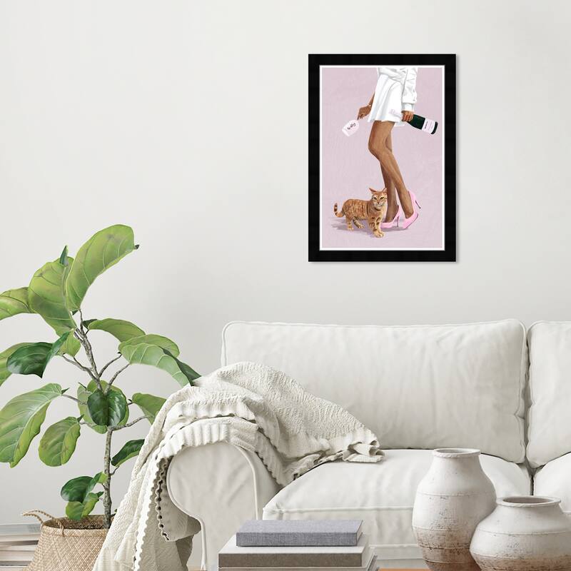 Wynwood Studio Prints Fashion and Glam Champagne and Pet Pink and Glam Wall Art Canvas Print - Black