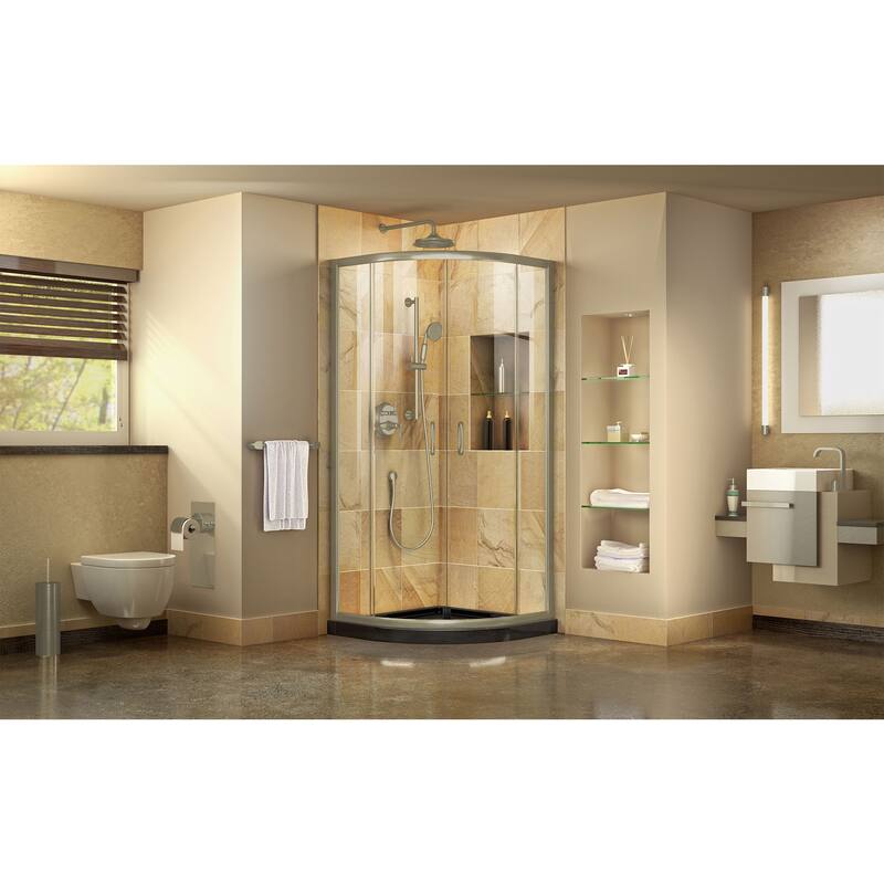 DreamLine Prime 38 in. x 38 in. x 74 3/4 in. Sliding Shower Enclosure and Shower Base Kit - 38" x 38"