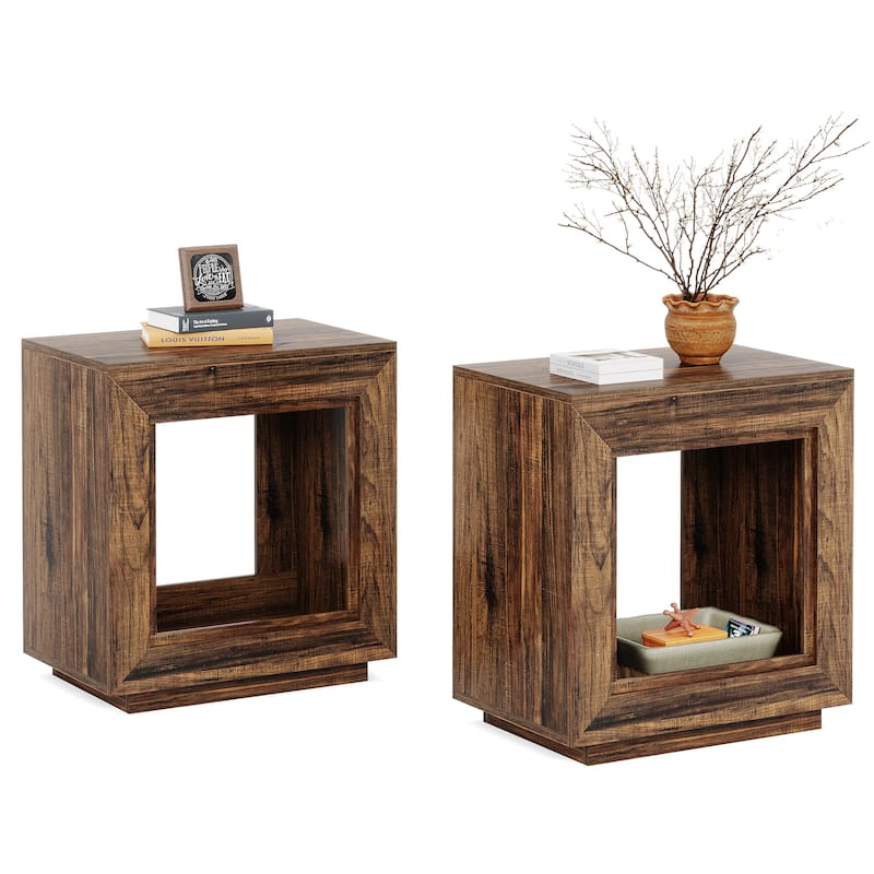 23.62-inch Rectangular Farmhouse Wood Side End Table for Living Room