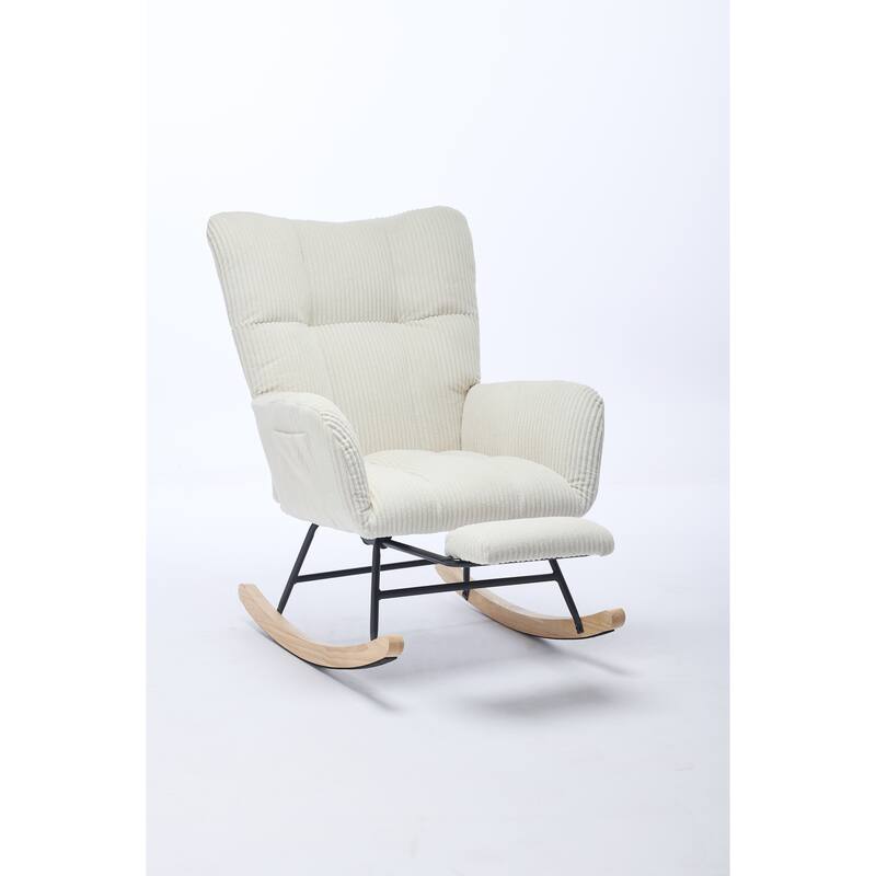 Modern Nursery Upholstered High Back Rocking Chair