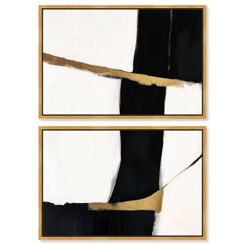 Weight of Black II Canvas Set of 2 by Art Remedy - 24" x 16" - Gold