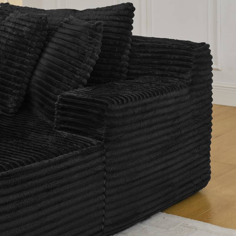 Two-seater lazy sofa lounge chair,Compressed sofa no assembly required, made of velvet fabric, fluffy modern lounge chair