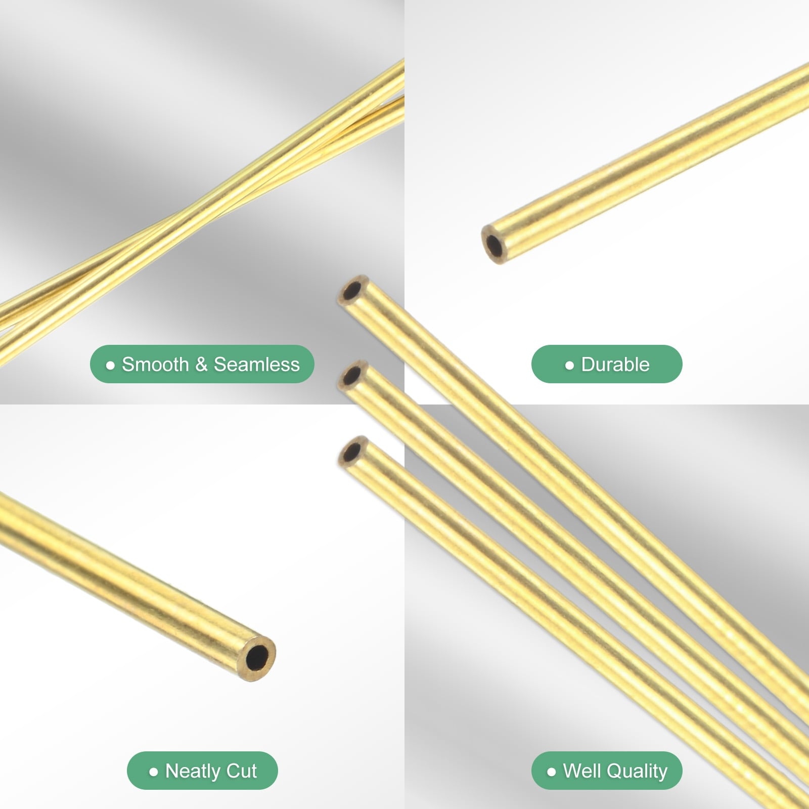 Brass Round Tube H65 Brass Seamless Tubing for DIY Crafting, Metal Straight Pipe - Brass Tone