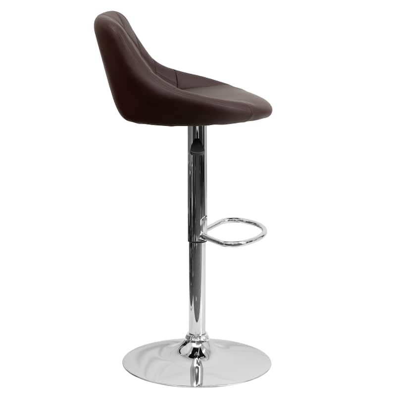 Vinyl Bucket Seat Adjustable Diamond Back Barstool (Set of 2) - 18.50"W x 19"D x 33.25" - 41.75"H