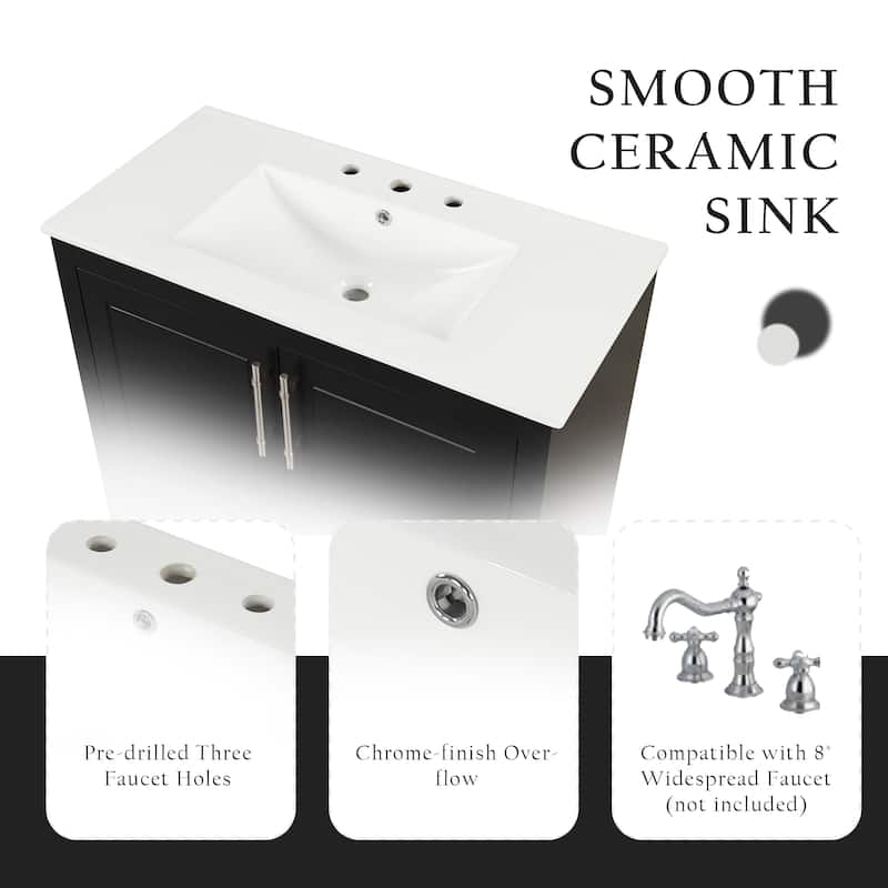 36" Bathroom Vanity with Sink, Multi-functional Bathroom Cabinet with Doors and Drawers