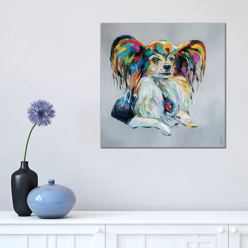 iCanvas "Papillon Dog" by KuptsovaArt Canvas Print - 18x18x1.5