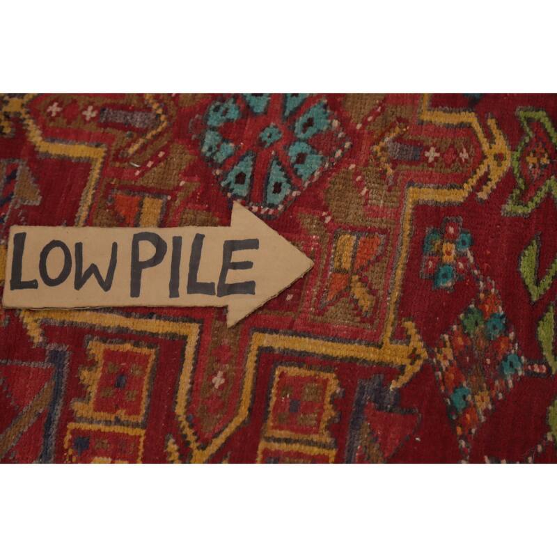 Hand Knotted Oriental 100% Wool Carpet Traditional Geometric Red Heriz Runner Rug - 10' 0'' X 3' 6''