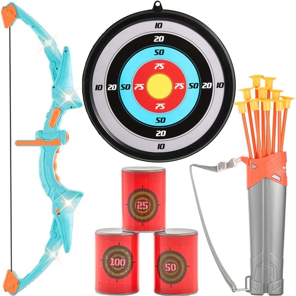 slide 2 of 21, Bow and Arrow Set for Kids Outdoor Toy for Boys & Girls 6+ Years Old Hanging target 3 years old+