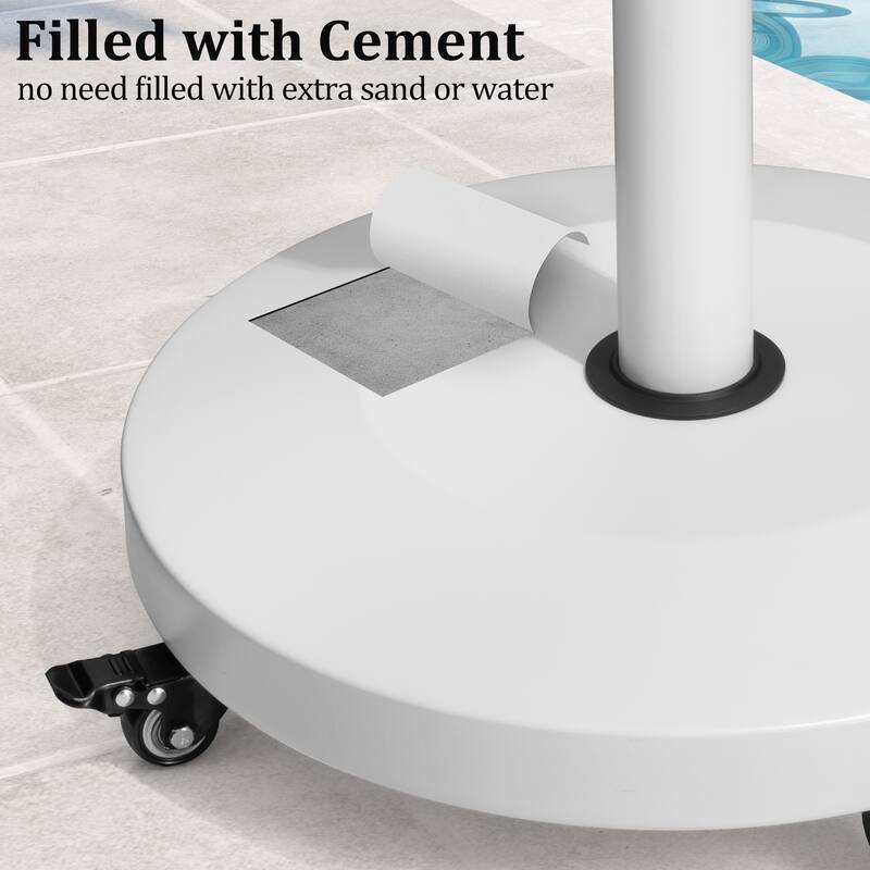 55lbs Round Concrete Market Umbrella Base With Wheels - N/A