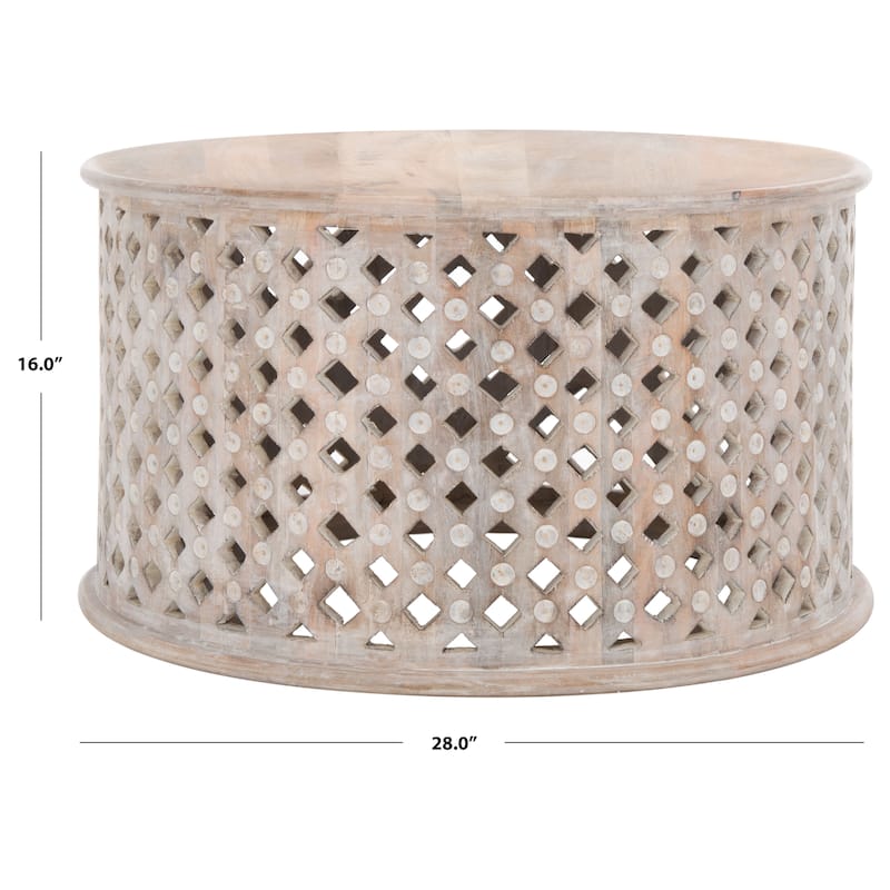 SAFAVIEH Pere Round Coffee Table - 28" L x 28" D x 16" H - 28Wx28Dx16H - Burnt White