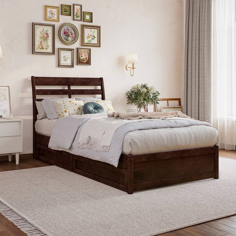 Emelie Platform Bed with Panel Footboard and Storage Drawers