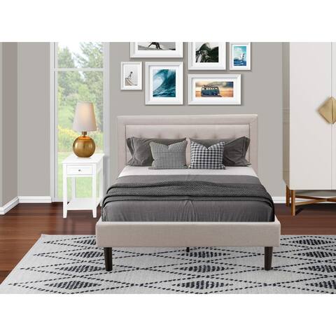 Fannin Bedroom Furniture Set with Full Bed and a Night Stand - Mist Beige Linen Fabric - ( End Table Finish Option )