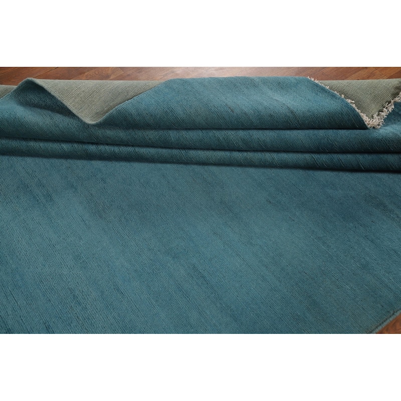 Blue Gabbeh Modern Area Rug Hand-Knotted Wool Carpet - 6'7" x 9'6"