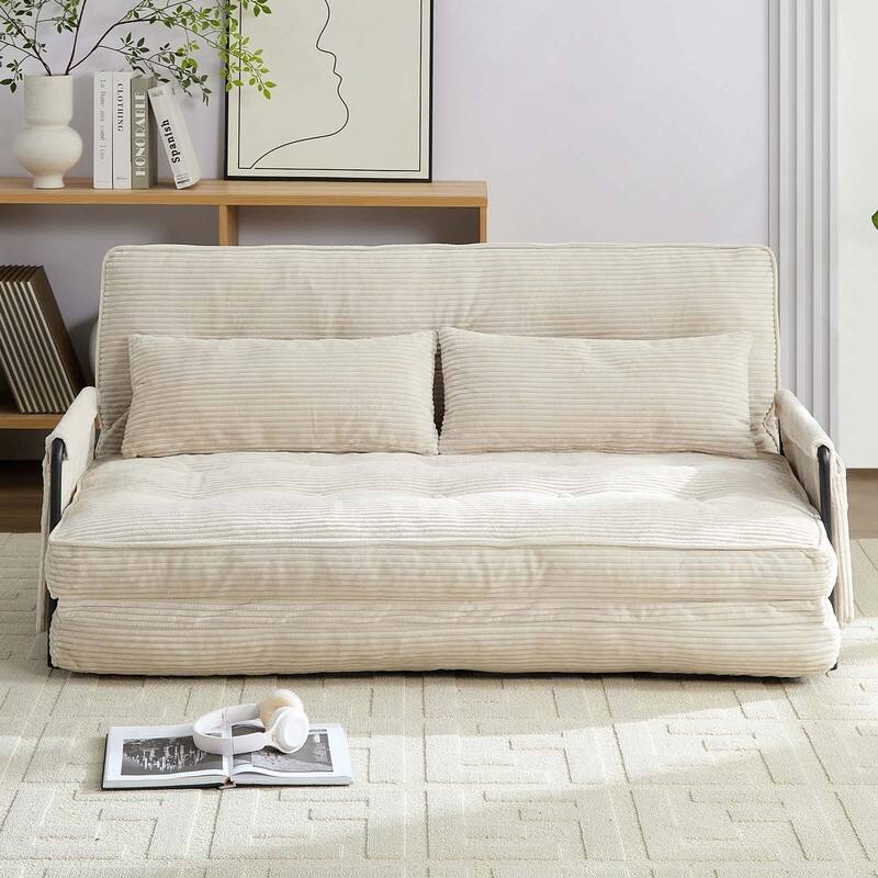 Mixoy Muti-Functional Folding Floor Sofa Bed,Lazy Sofa with Pillows,6 Position Adjustable Backrest-2+1