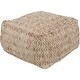 preview thumbnail 2 of 0, Striped Ali Square Jute/Cotton Pouf (20" x 20" x 12")