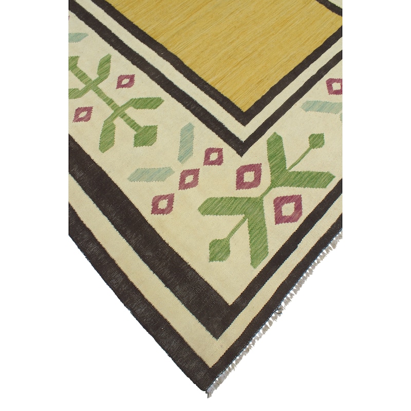 Modern Flatweave Macy Gold/Ivory Rug - 6'5" x 10'0"