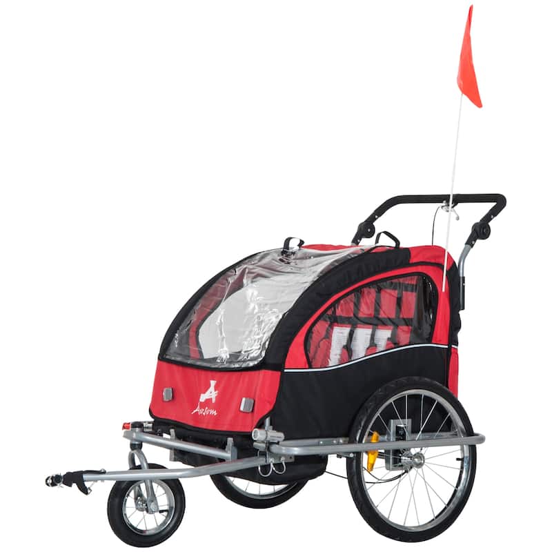 Aosom Elite II 3 in 1 Double Child Bike Trailer and Stroller