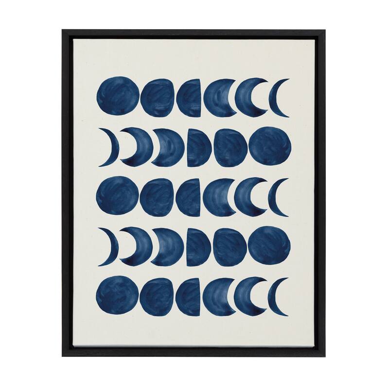 Kate and Laurel Sylvie Moon Phases Framed Canvas by Teju Reval of SnazzyHues - 18x24 - Black