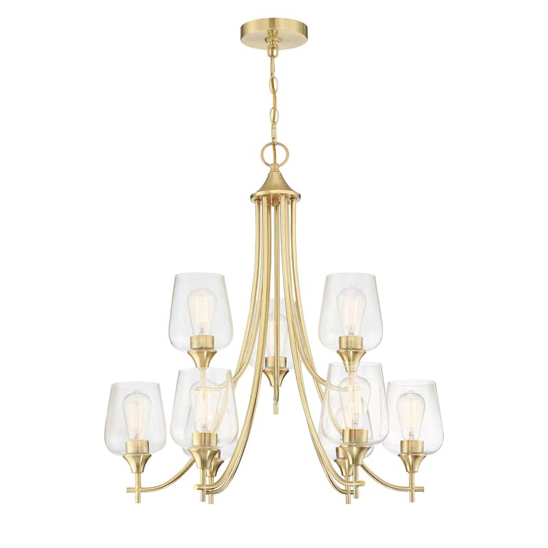 9 Light Shaded Tiered Chandelier