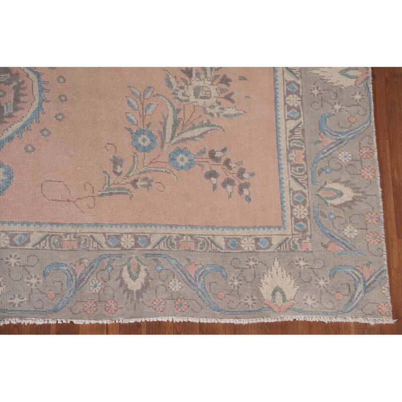 Hand Knotted Oriental 100% Wool Carpet Traditional Medallion Coral Tabriz Area Rug - 11' 11'' X 8' 8''
