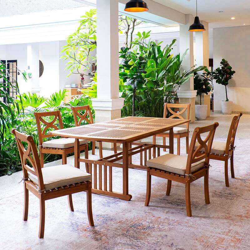 Cambridge Casual Lowell 7-piece Teak Patio Extendable Dining Set