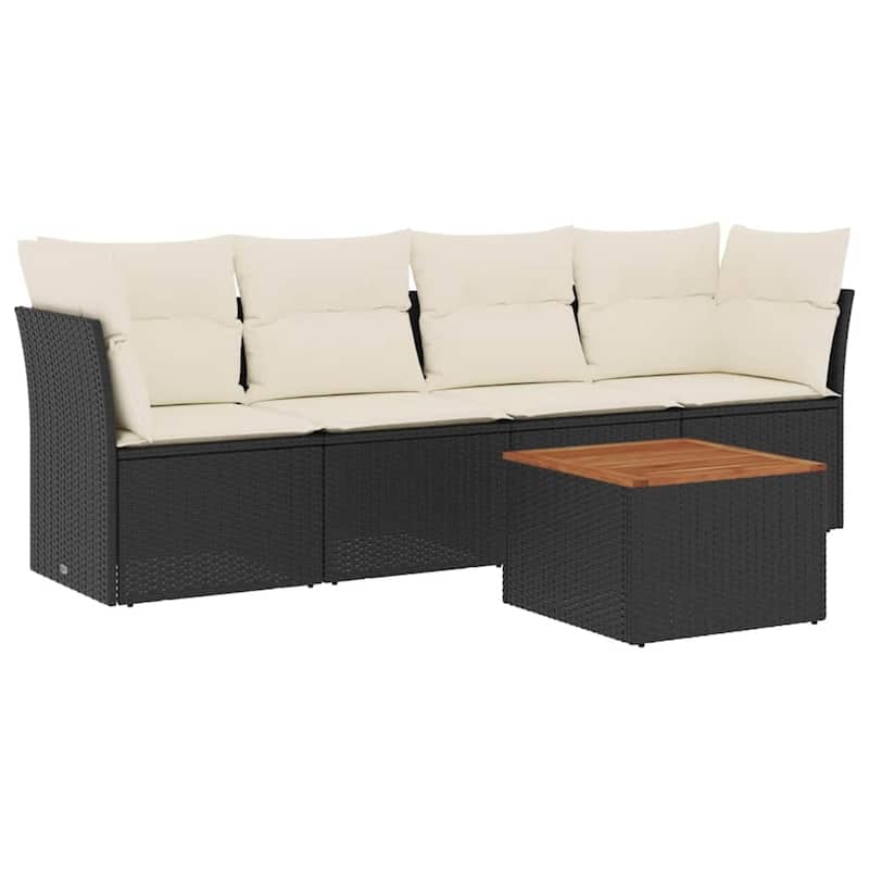 vidaXL Garden Sofa Set Black Poly Rattan Large Modular Garden Sofa Set - 24.4 x 24.4 x 27.2
