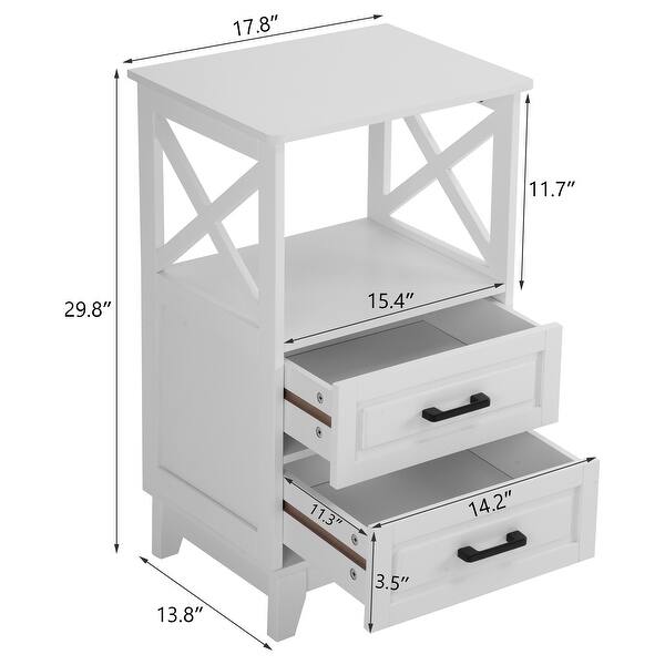 Royalcraft's 2Drawer White Wooden Nightstands Storage Bed