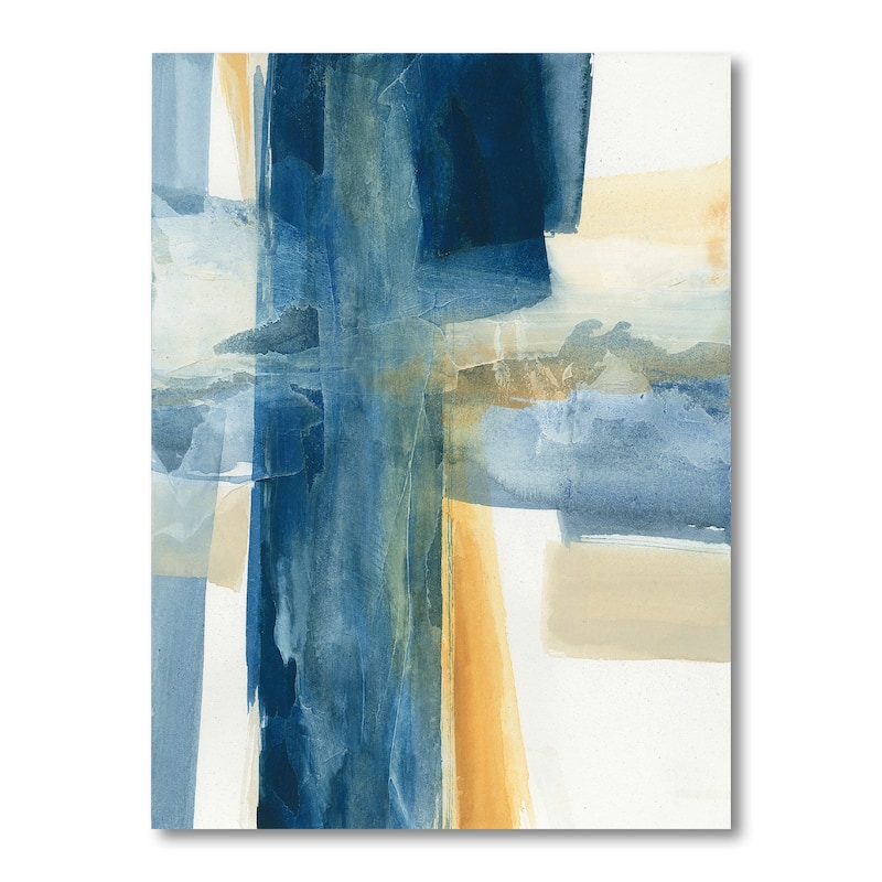 Designart "Indigo Panel VI" Modern Canvas Artwork - Blue