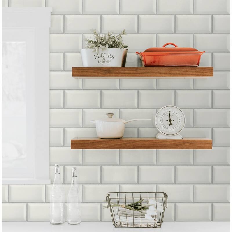 NextWall Large Subway Tile Peel and Stick Wallpaper - 20.5 in. W x 18 ft. L
