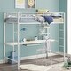 preview thumbnail 1 of 5, Walker Edison Abner White Metal Full Loft Bed with Desk White