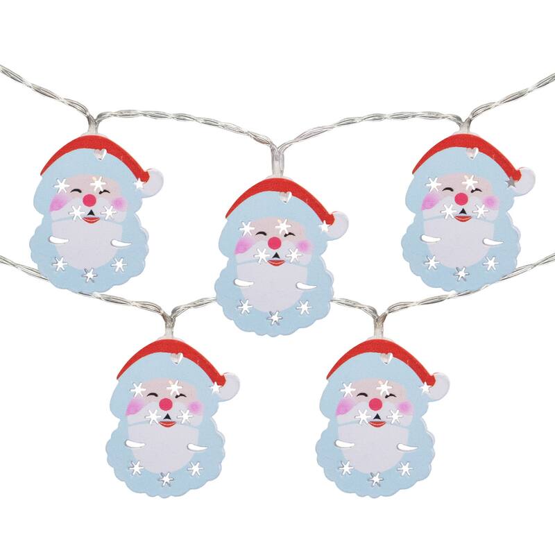 10-Count LED Santa Claus Christmas Fairy Lights 4ft Copper Wire - 4'