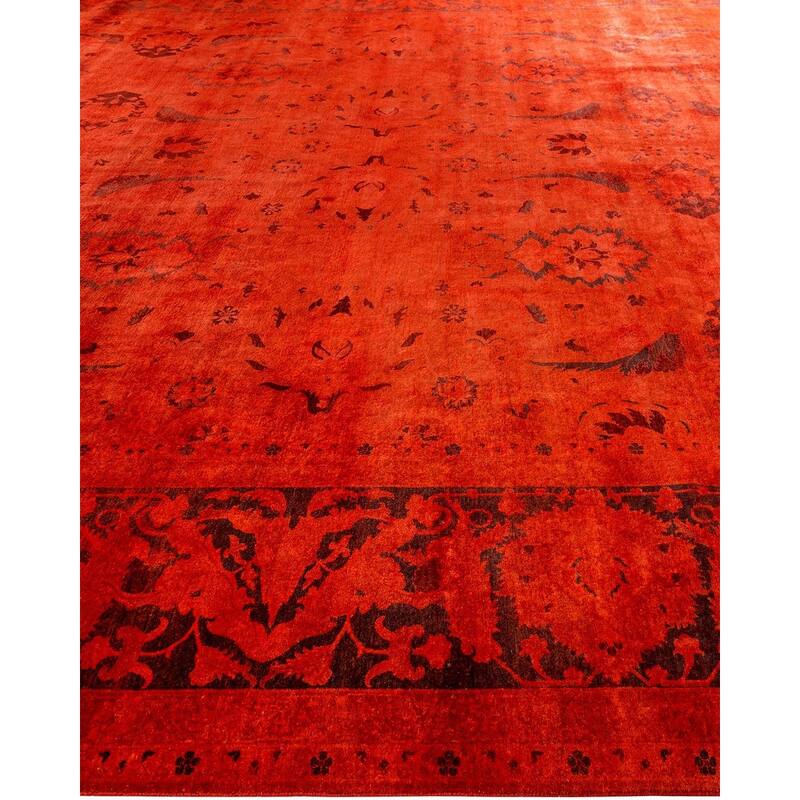 Overdyed, One-of-a-Kind Hand-Knotted Area Rug - Orange - 12' 2" x 15' 5"