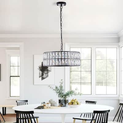 18" 6-Light Modern Crystal Drum Chandelier