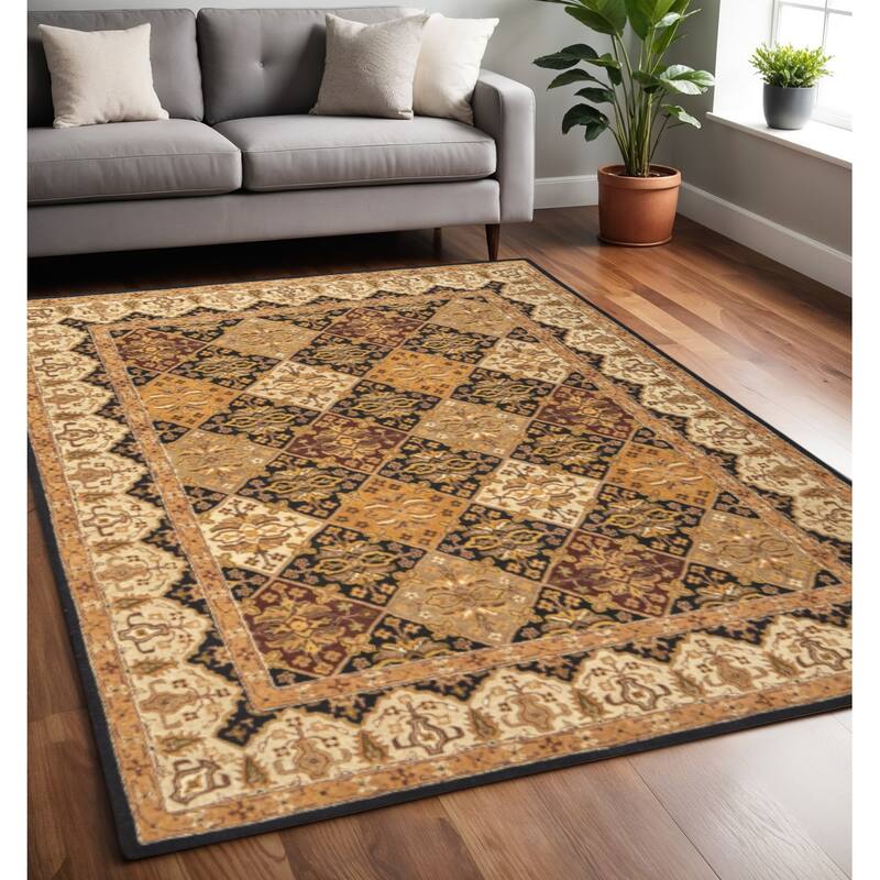 HomeRoots Geometric Traditional Rectangle Area Rug - 96.00 in. x 60.00 in.  x 0.50 in.