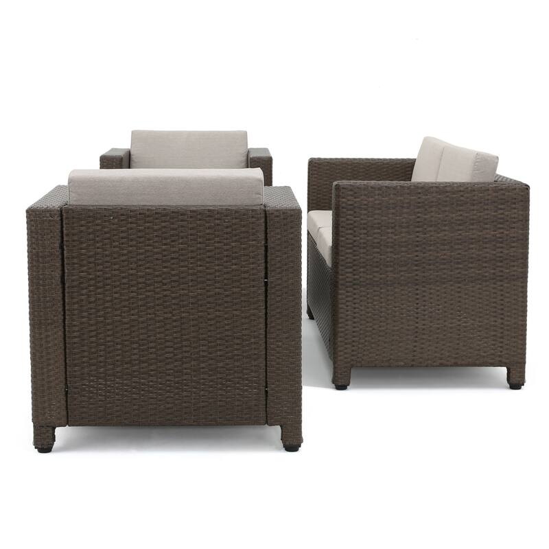 Puerta Outdoor 8-piece Wicker Sofa Chat Set with Cushions by Christopher Knight Home