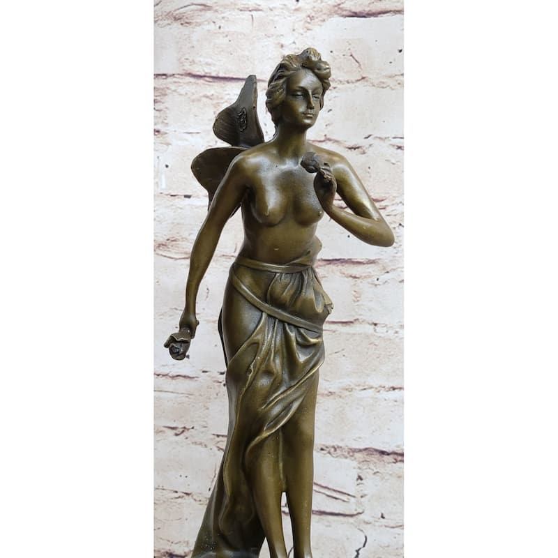 Signed: Villanis, Bronze Art Nouveau Fairy Sculpture Figure Hot Cast Figurine