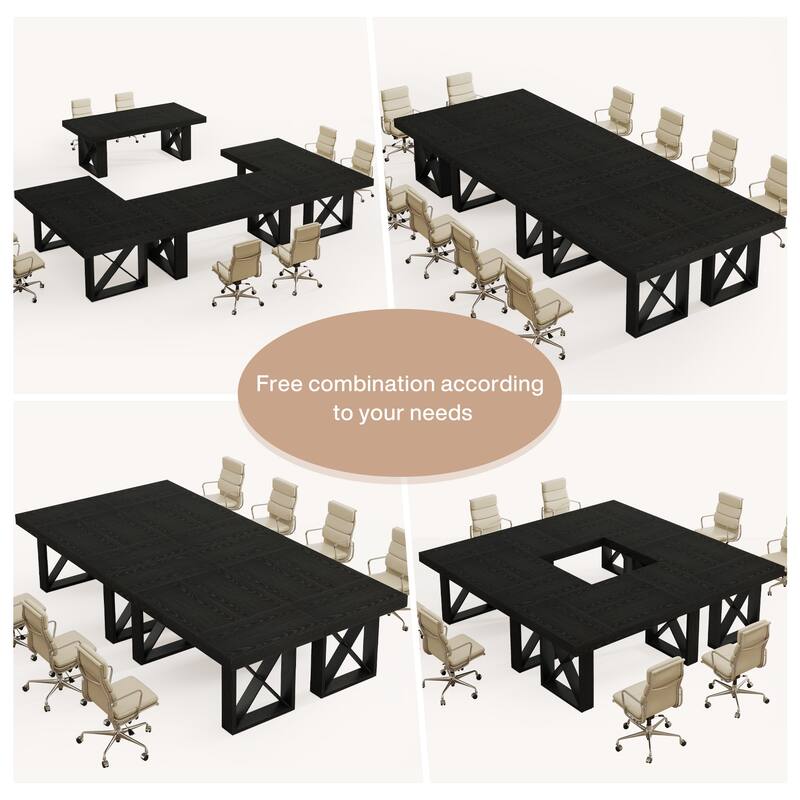 63-Inch Long Wood Conference Table, Simple Meeting Desk for Home Office & Small Team Gatherings
