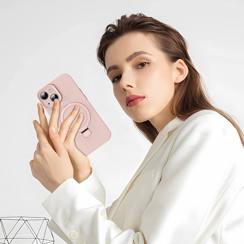 6.1 inch iPhone 14 Case, Liquid Silicone, Moisturizing Factor, Extreme Soft Slim Phone Case with Stand, Compatible with MagSafe