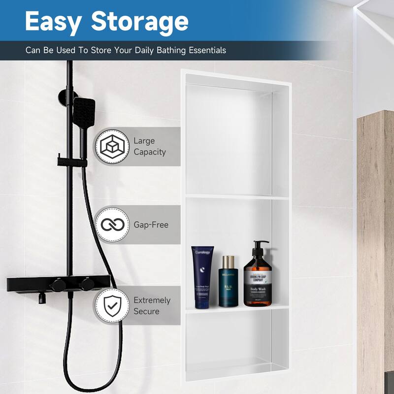 WIZ 12.8-inch W x 30.8-inch H x 4-inch D Stainless Steel Shower Niche - N/A