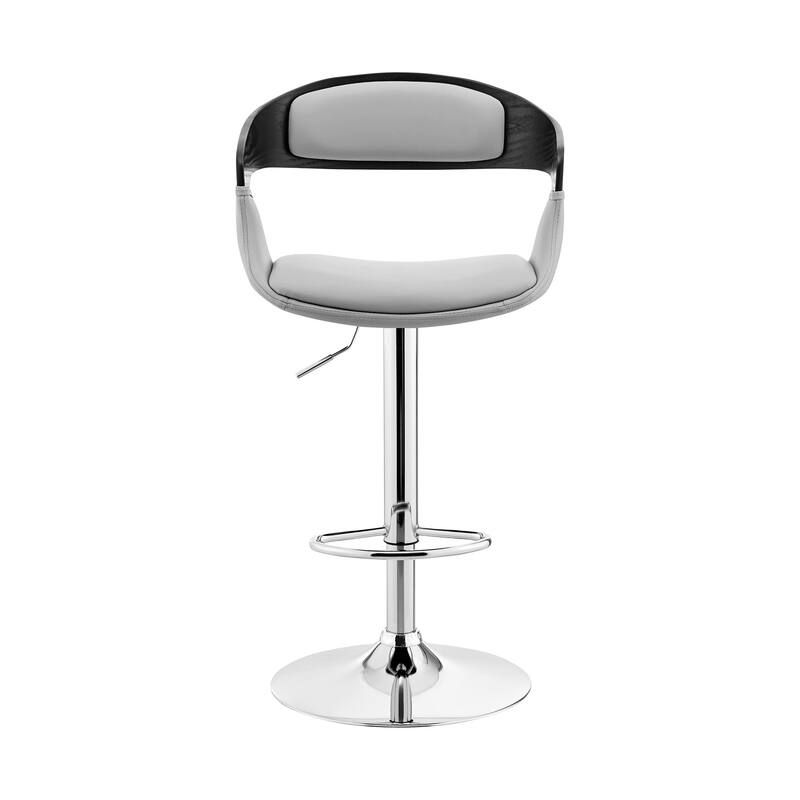 Gray Modern Upholstered & Chrome Base Bar Stool - 43" x 20" x 19"