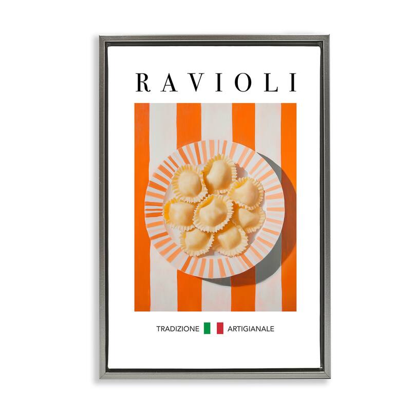 Stupell Traditional Ravioli Pasta Framed Floater Canvas Wall Art Design By Andreas Magnusson - 17 x 25 - Grey