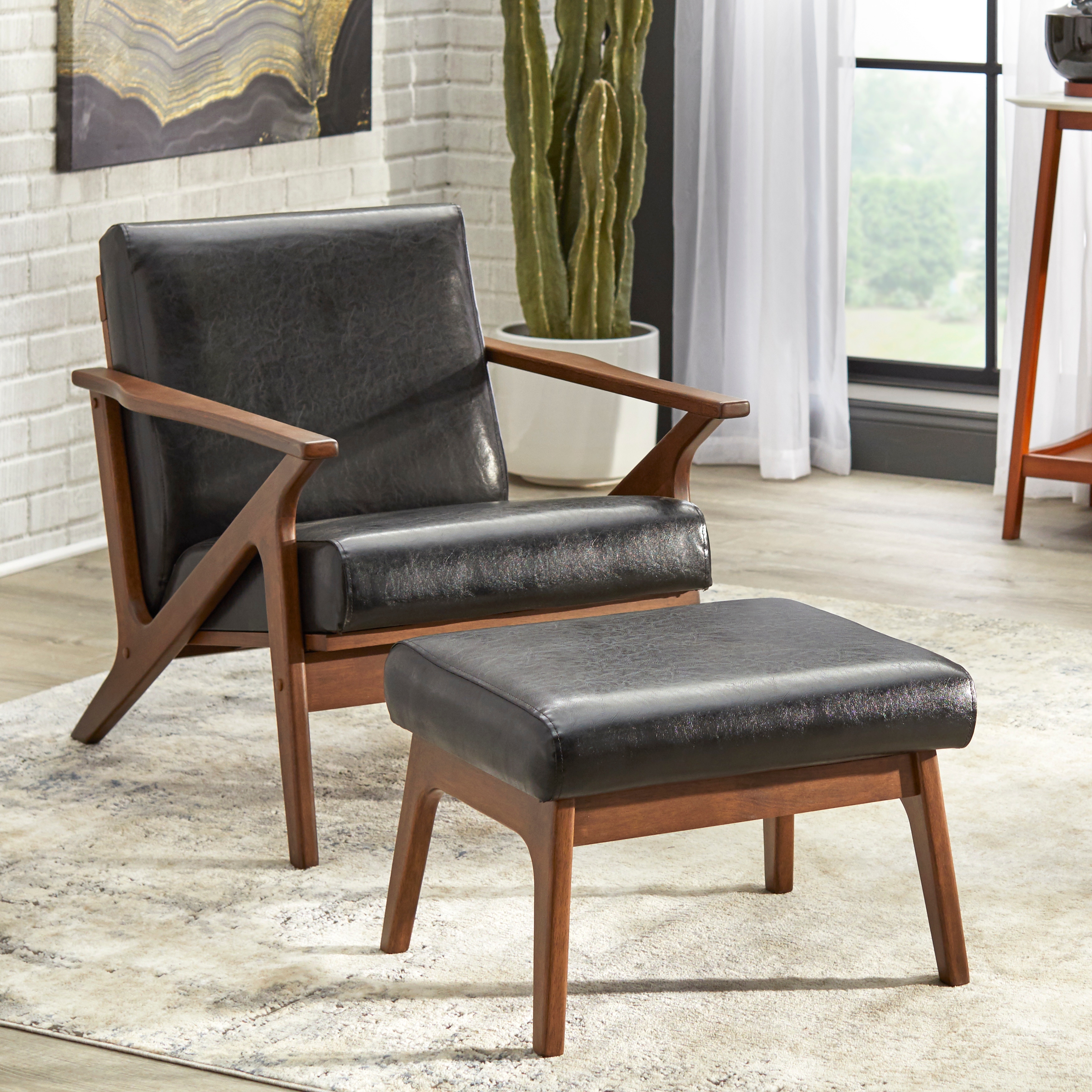 Simple Living Bianca Camel Brown Chair & Ottoman Set