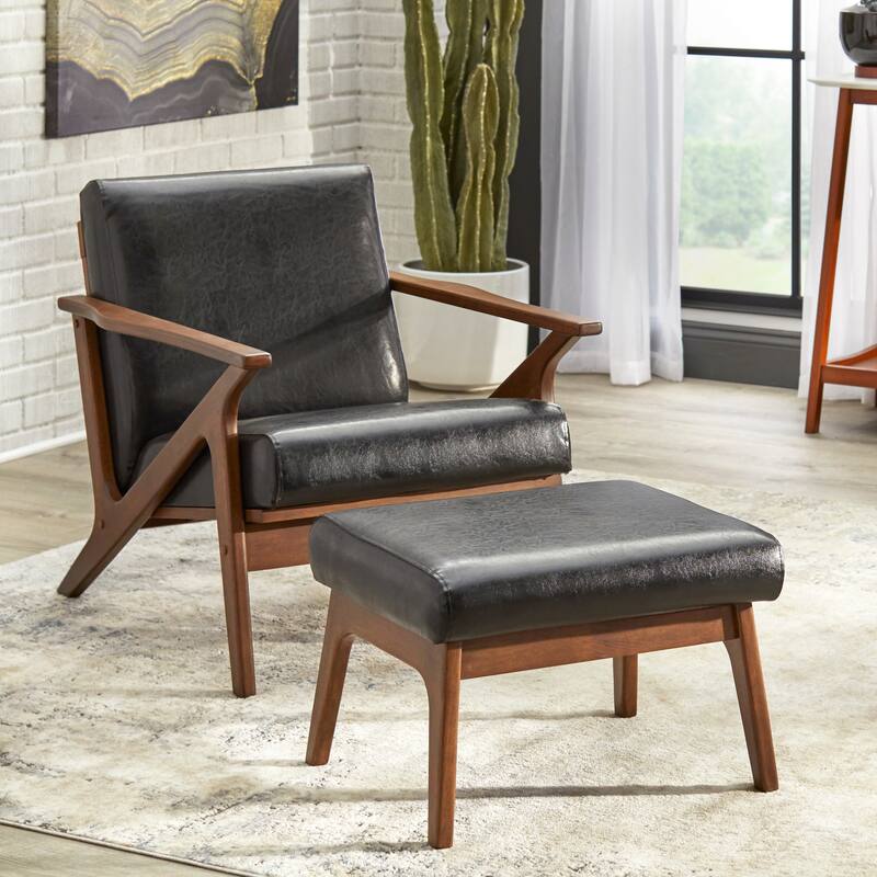 Simple Living Bianca Camel Brown Chair & Ottoman Set - Black