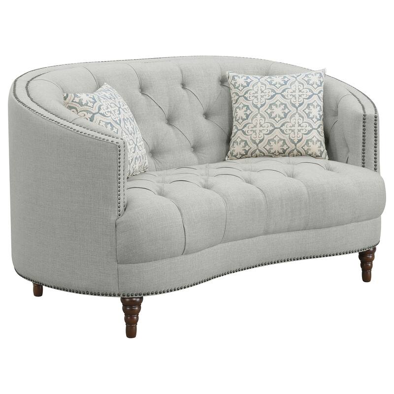 Avonlea Upholstered Sloped Arm Loveseat Grey Fabric - Grey