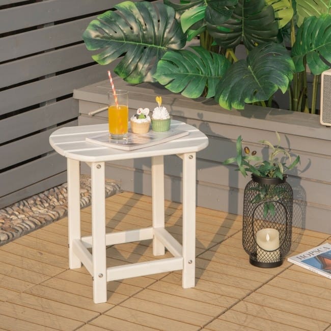 18 Feet Rear Resistant Side Table for Garden Yard and Patio -White - 19" x 14.5" x 18" (L x W x H)