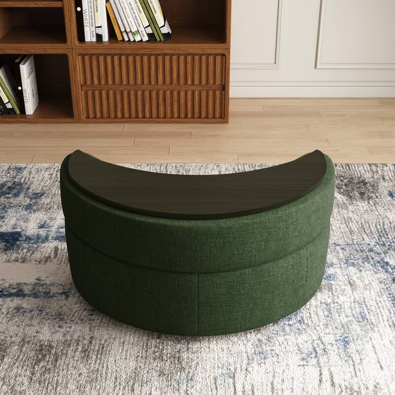 Moon Crescent Storage Upholstered Ottoman